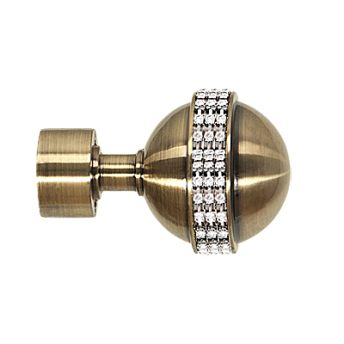 ***Zakończenia GLOBI CRYSTAL 25mm antyk mosiądz - 2szt.