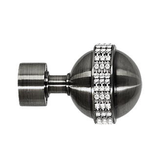 ***Zakończenia GLOBI CRYSTAL 25mm antracyt - 2szt.