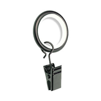 ***Ciche kółko z żabką do karniszy 19mm antracyt - 1szt.