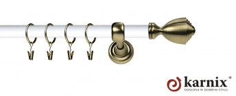 Karnisz Metalowy Prestige 25mm Avanti Antyk mosiądz - biały