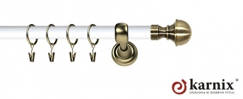 Karnisz Metalowy Prestige 25mm Bella Antyk mosiądz - biały