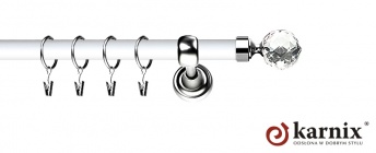 Karnisz Metalowy Prestige 25mm Beluna Crystal INOX - biały