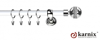 Karnisz Metalowy Prestige 25mm Globi Crystal INOX - biały
