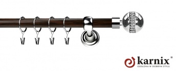 Karnisz Metalowy Prestige 25mm Globi Crystal INOX - wenge