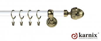 Karnisz Metalowy Prestige 25mm Milano Antyk mosiądz - biały