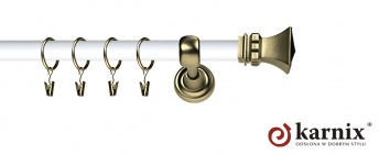 Karnisz Metalowy Prestige 25mm Orto Antyk mosiądz - biały