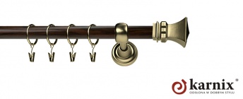 Karnisz Metalowy Prestige 25mm Orto Antyk mosiądz - wenge