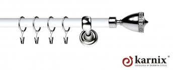 Karnisz Metalowy Prestige 25mm Piano Crystal INOX - biały