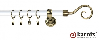 Karnisz Metalowy Prestige 25mm Spirala Antyk mosiądz - biały