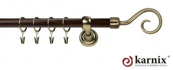 Karnisz Metalowy Prestige 25mm Spirala Antyk mosiądz - wenge