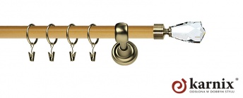 Karnisz Metalowy Prestige 25mm Travo Crystal Antyk mosiądz - pinia