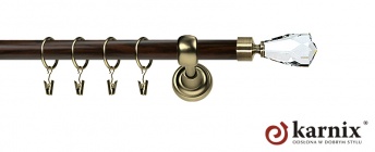Karnisz Metalowy Prestige 25mm Travo Crystal Antyk mosiądz - wenge