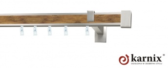 Karnisz Apartamentowy AVENO 31x13mm Loreto Chrom mat - dąb