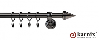 Karnisze Metalowe Rzymskie 19mm Stożek antracyt