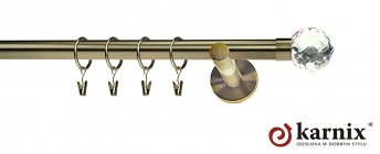 Karnisz nowoczesny NEO 19mm Beluna Crystal antyk mosiądz