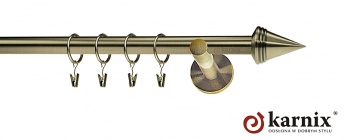 Karnisz nowoczesny NEO 19mm Stożek antyk mosiądz