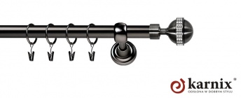 Karnisze Metalowe Rzymskie 25mm Globi Crystal antracyt