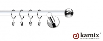 Karnisze Nowoczesne NEO Prestige 19mm Kula INOX - biały