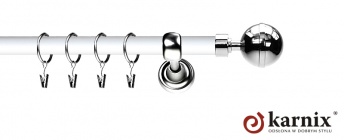 Karnisz Metalowy Prestige 19mm Kula Elegant INOX - biały