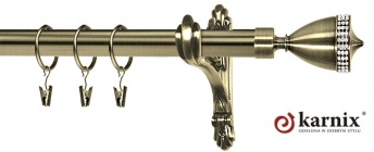 Karnisz Stylowy Barokko 25mm Piano Crystal antyk mosiądz