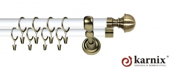 Karnisz Metalowy Prestige 25/19mm Bella Antyk mosiądz - biały