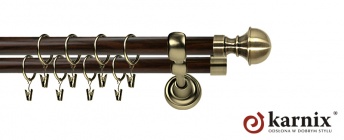 Karnisz Metalowy Prestige 25/25mm Bella Antyk mosiądz - wenge