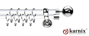 Karnisz Metalowy Prestige 25/19mm Kula Elegant INOX - biały
