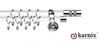 Karnisz Metalowy Prestige 25/19mm Lanso Crystal INOX - biały