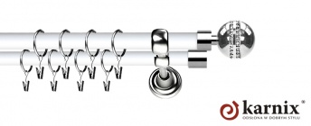 Karnisz Metalowy Prestige 25/19mm Melba Crystal INOX - biały