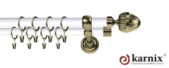 Karnisz Metalowy Prestige 25/19mm Milano Antyk mosiądz - biały