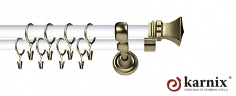 Karnisz Metalowy Prestige 25/19mm Orto Antyk mosiądz - biały