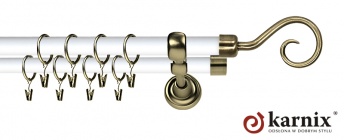 Karnisz Metalowy Prestige 25/19mm Spirala Antyk mosiądz - biały