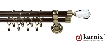 Karnisz Metalowy Prestige 25/19mm Travo Crystal Antyk mosiądz - wenge