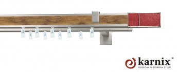 Karnisz Apartamentowy AVENO 31x13/31x13mm Croco Red Chrom mat - dąb