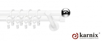 Karnisz nowoczesny NEO 19/19mm Kula biały