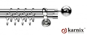 Karnisze Metalowe Rzymskie 25/25mm Kula Elegant INOX