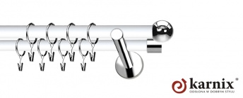 Karnisze Nowoczesne NEO Prestige 19/19mm Kula INOX - biały