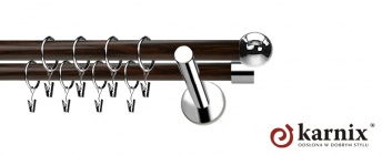 Karnisze Nowoczesne NEO Prestige 19/19mm Kula INOX - wenge