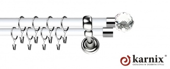 Karnisz Metalowy Prestige 19/19mm Beluna Crystal INOX - biały