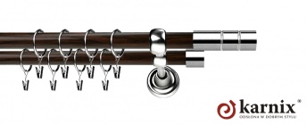 Karnisz Metalowy Prestige 19/19mm Cylinder INOX - wenge