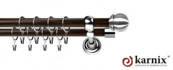 Karnisz Metalowy Prestige 19/19mm Gałka Max INOX - wenge