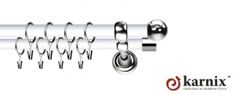 Karnisz Metalowy Prestige 19/19mm Kula INOX - biały