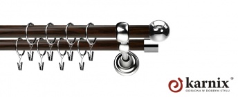 Karnisz Metalowy Prestige 19/19mm Kula INOX - wenge