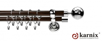 Karnisz Metalowy Prestige 19/19mm Kula Elegant INOX - wenge