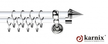 Karnisz Metalowy Prestige 19/19mm Stożek INOX - biały