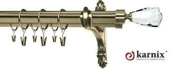 Karnisz Stylowy Barokko 25/19mm Travo Crystal antyk mosiądz